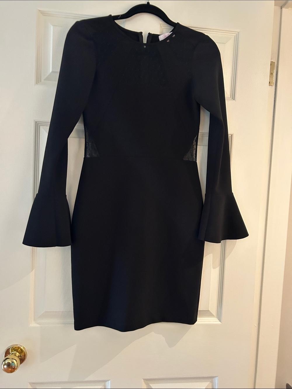 Parker Black Long-Sleeve Bell Cuff Sheath Dress